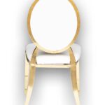 Class Event Rentals Genesis Chair in white with gold legs and trim, back