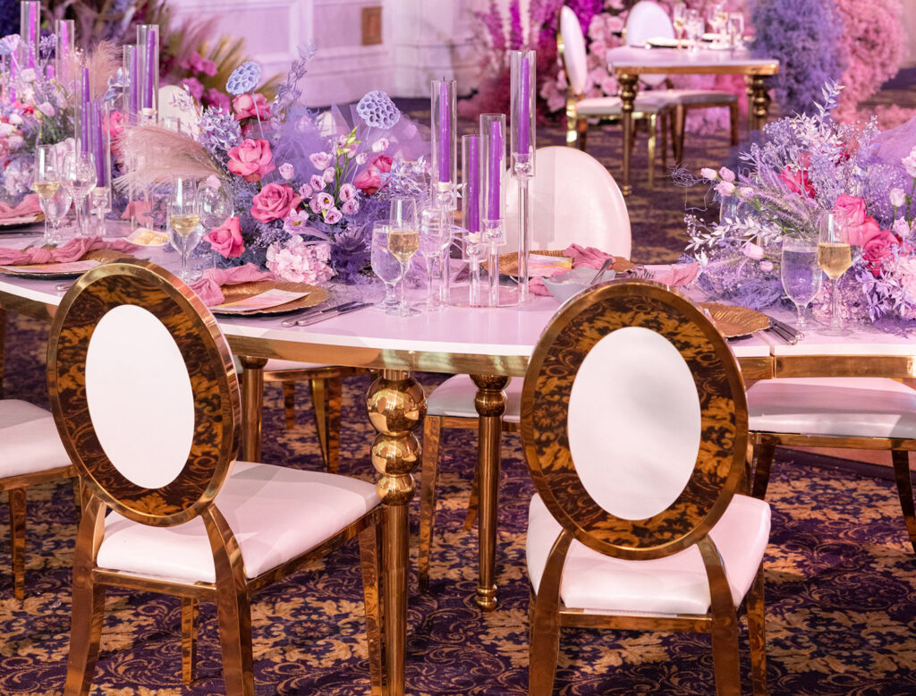 Class Event Rentals luxury wedding setting with Xiomara chairs