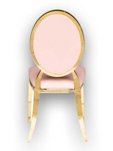Class Event Rentals Genesis Chair in Pink with gold legs and trim